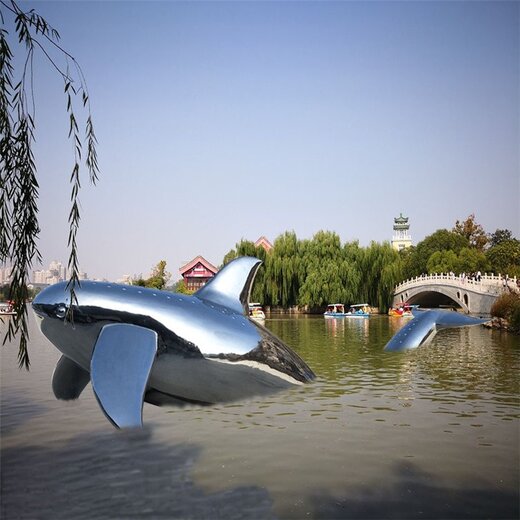 上海戶外不銹鋼鯨魚雕塑3d模型